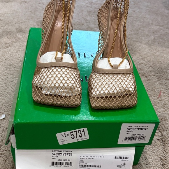 Bottega Veneta Beige Mesh Women's Sandals